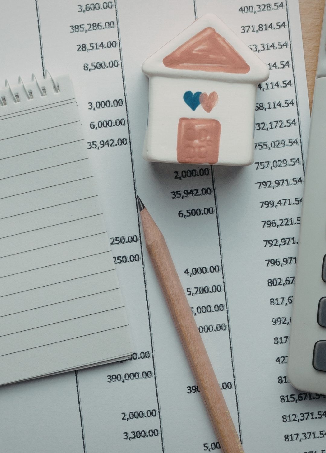 Mortgage planning with calculator and house model